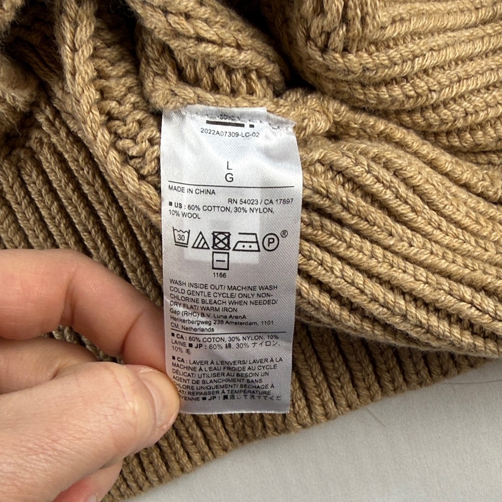 Banana Republic Chunky Knit Sweater Tan Size L - Picture 6 of 7